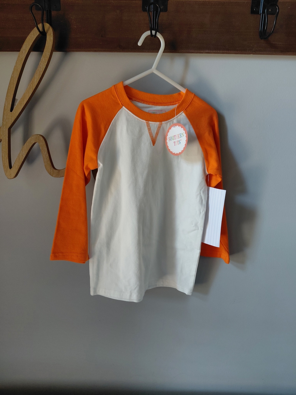 Kids Orange and Cream Raglan Long Sleeve Shirt
